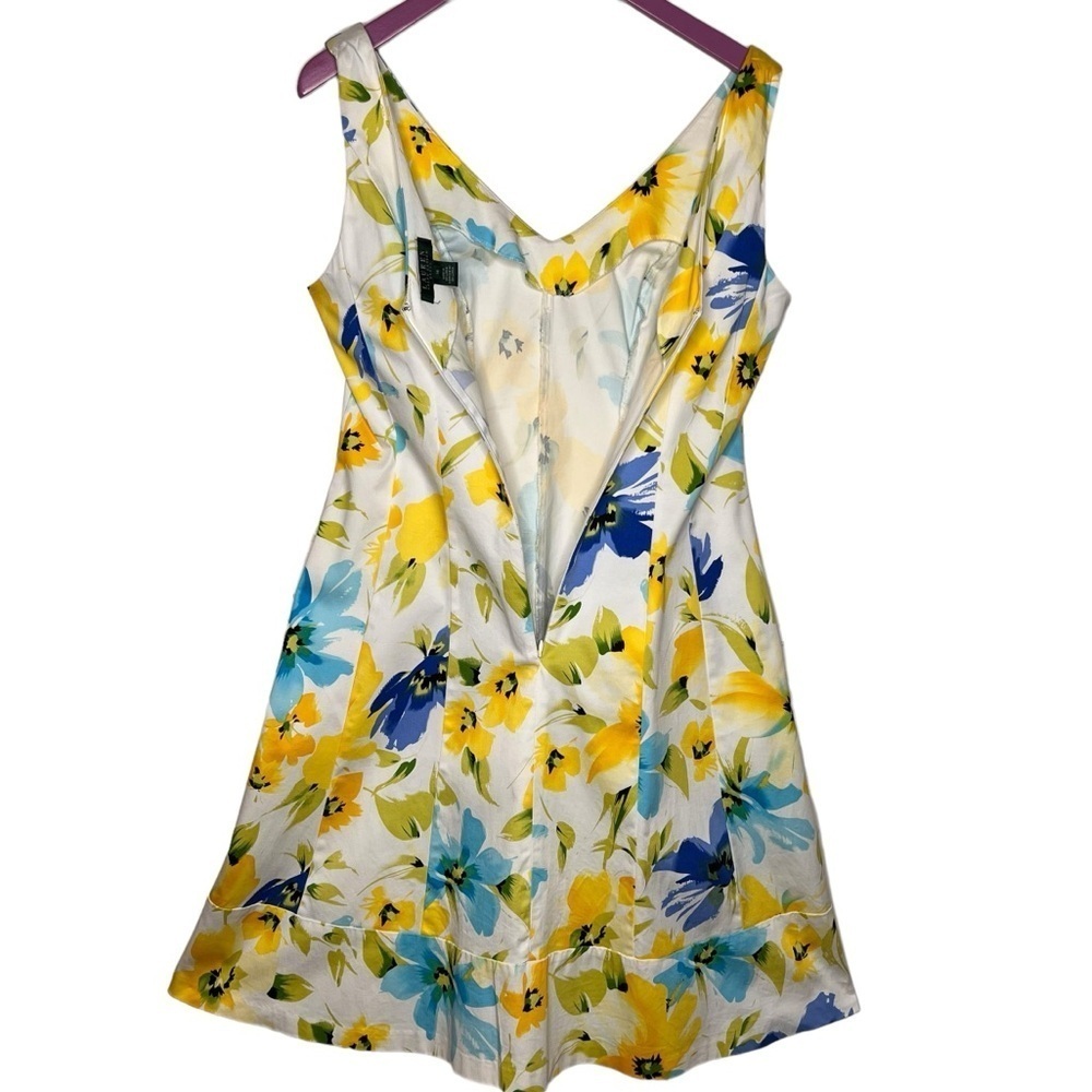 Lauren Ralph Lauren Yellow Floral Print Sleeveless Dress Sz 8 V Neck Knee Length - Picture 9 of 15